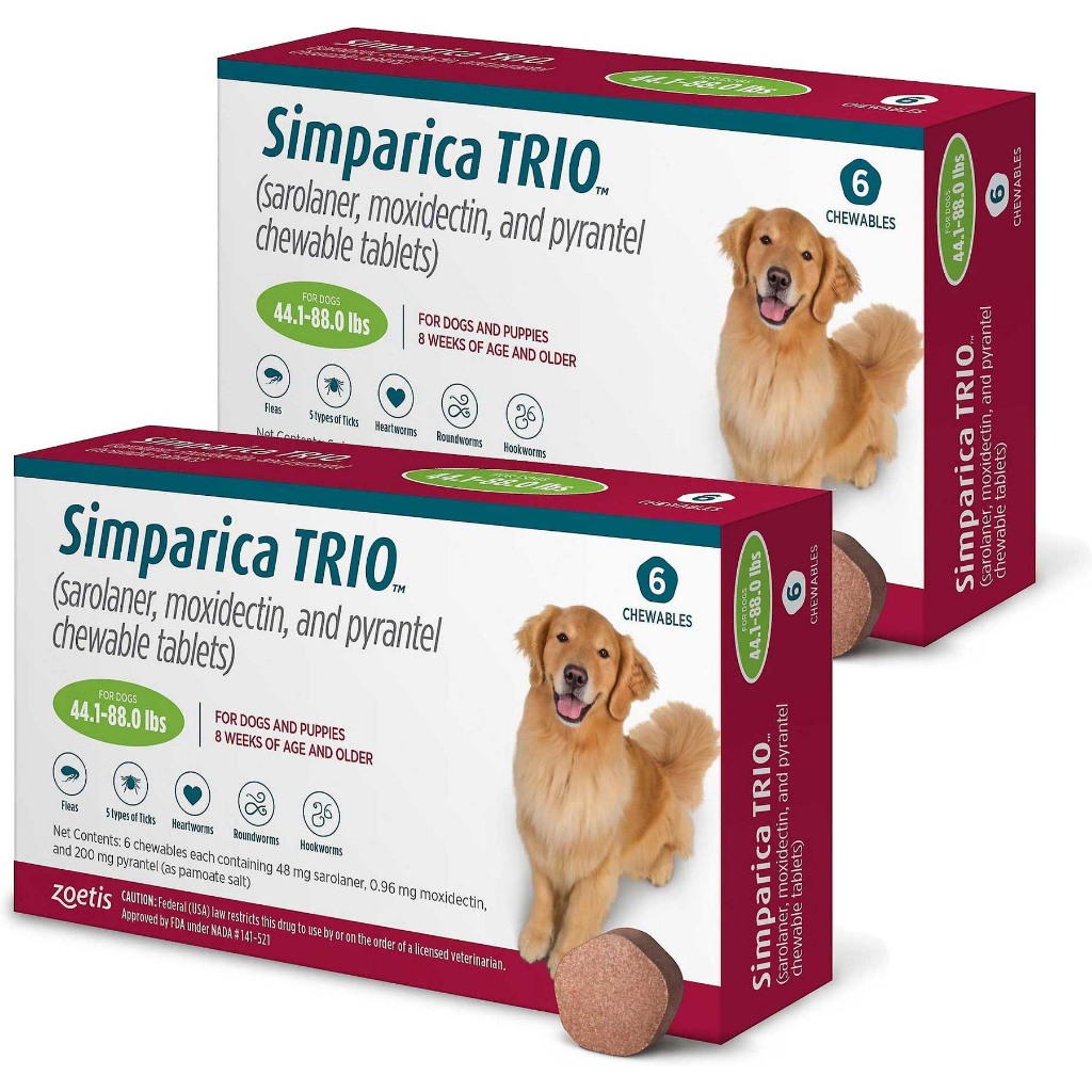 Simparica TRIO Chewable Tablet for Dogs Anti Ticks and Fleas Treatment