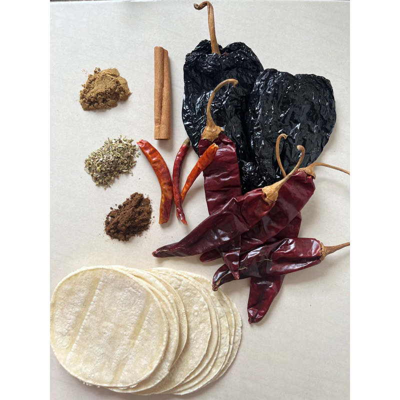 Mexican Dried Peppers Birria Pack with Free Oregano option w/soft corn