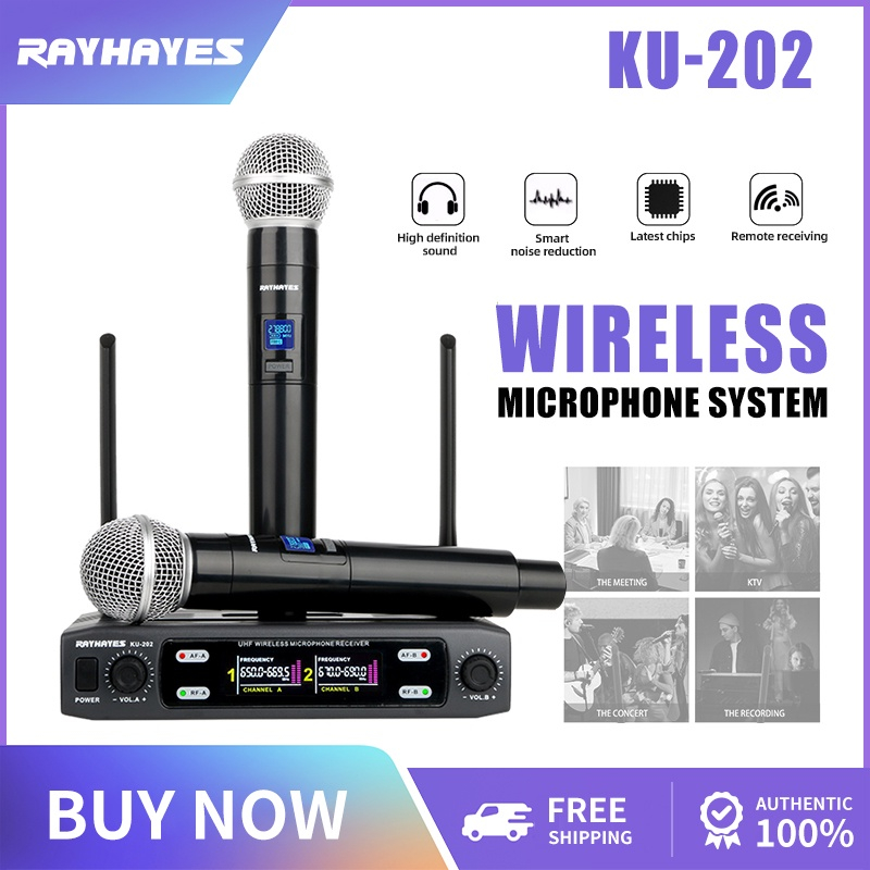 RAYHAYES Professional Wireless Microphone Original Dual Handheld System