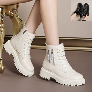 Ready Stock】 Men's White Sneakers School Casual Shoes men's martin boots  white men's boots new high-top men's shoes small white boots GFLE