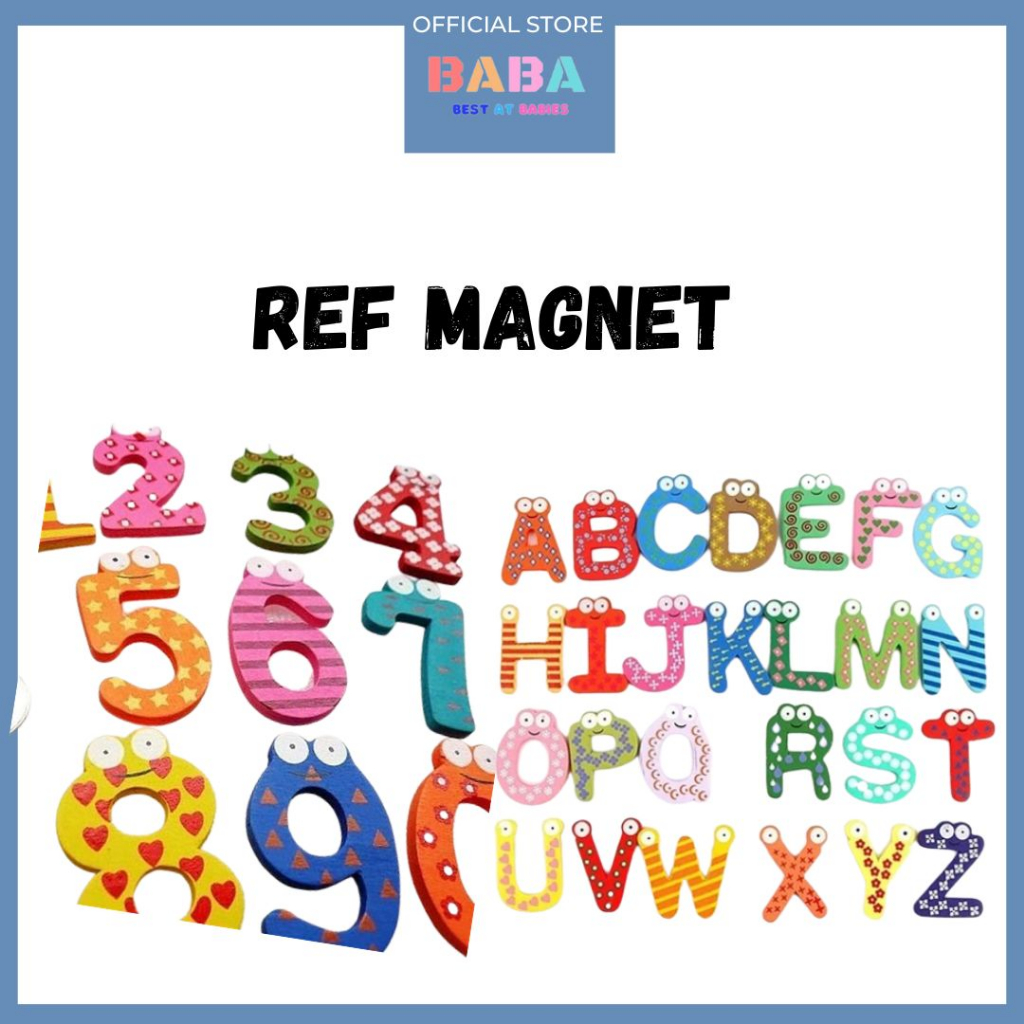 BABA Wooden Number And Alphabet Abc Letter Fridge Magnet For Kids ...