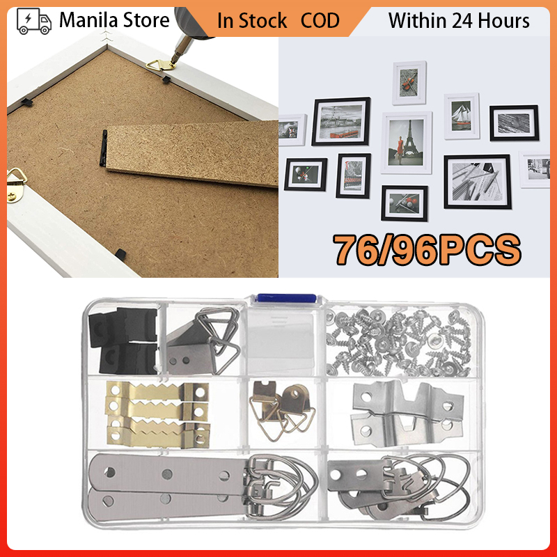 96pcs Photo Frame Hooks Kit Picture Frame Hanger Photo Wall Oil ...