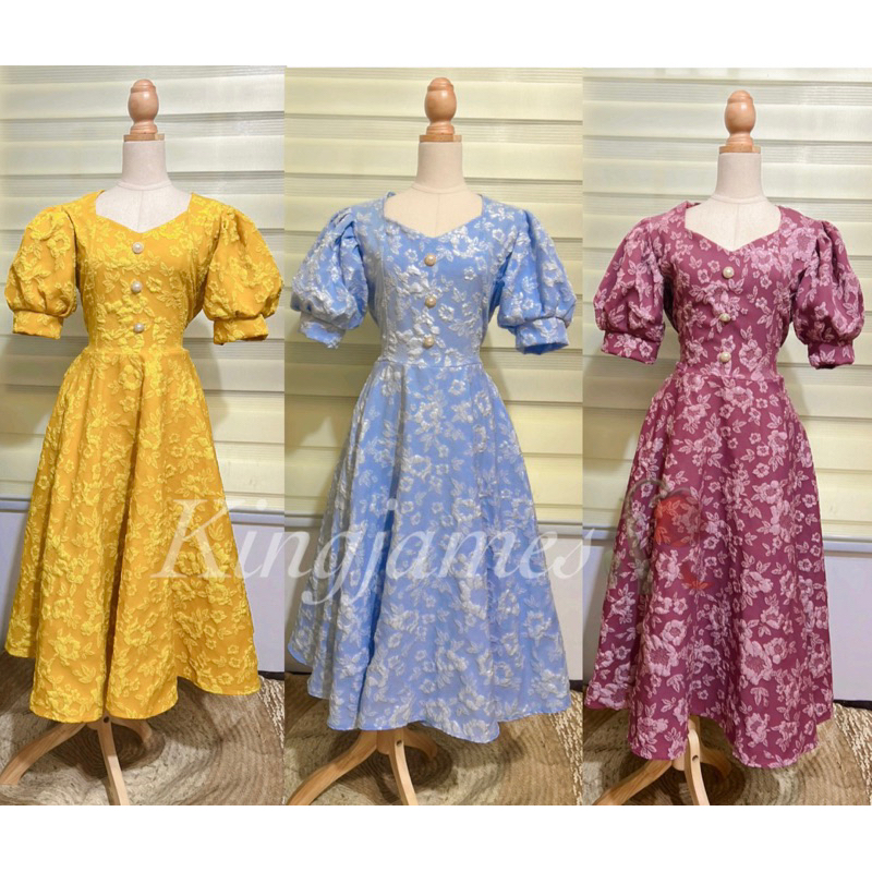 CLAUDIA EMBOSSED FABRIC DRESS Shopee Philippines