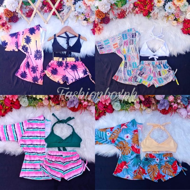 Fashionboxph 3in1 Swimsuit Kimono Set for Girls (46 yrs old) Shopee Philippines