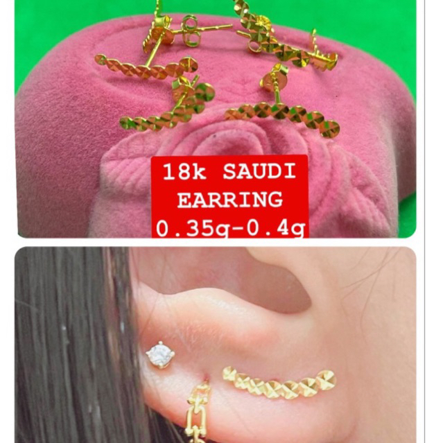 PAWNABLE 18k SAUDI GOLD EARRING Shopee Philippines