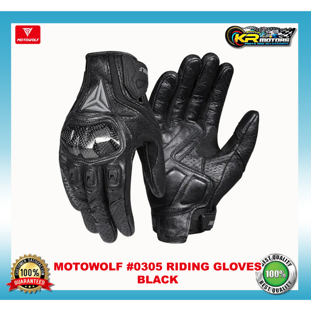 Motowolf Breathable Leather Riding Gloves 0305 Carbon Fiber Knuckle Protection Original