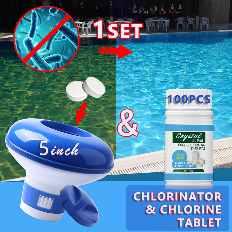 5'' Floating Chlorine Dispenser with 100pcs Tablets | For Small Pools ...