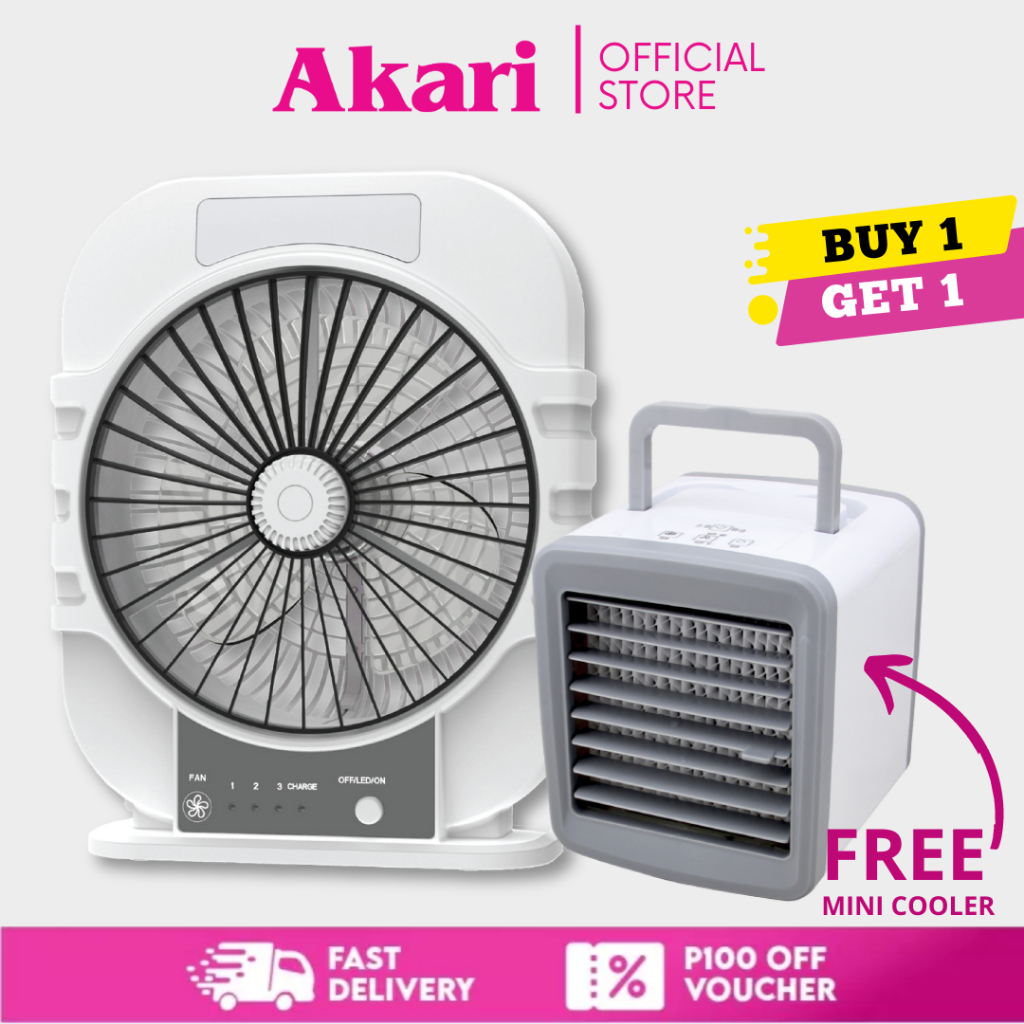 Akari 8" Rechargeable Oscillating Desk Fan with LED Night Light