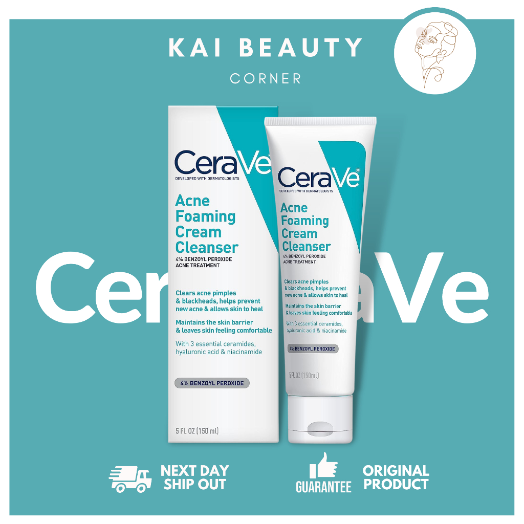 CeraVe Acne Foaming Cleanser 4 Benzoyl Peroxide Acne Treatment 150ml