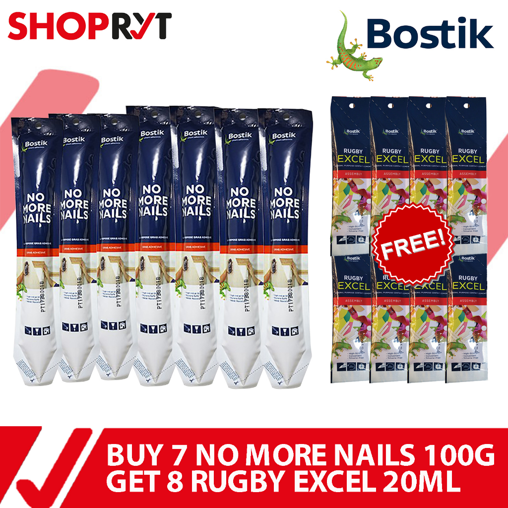 BUY 7 BOSTIK NO MORE NAILS 100G GET 8 BOSTIK RUGBY EXCEL 20ML | Shopee ...