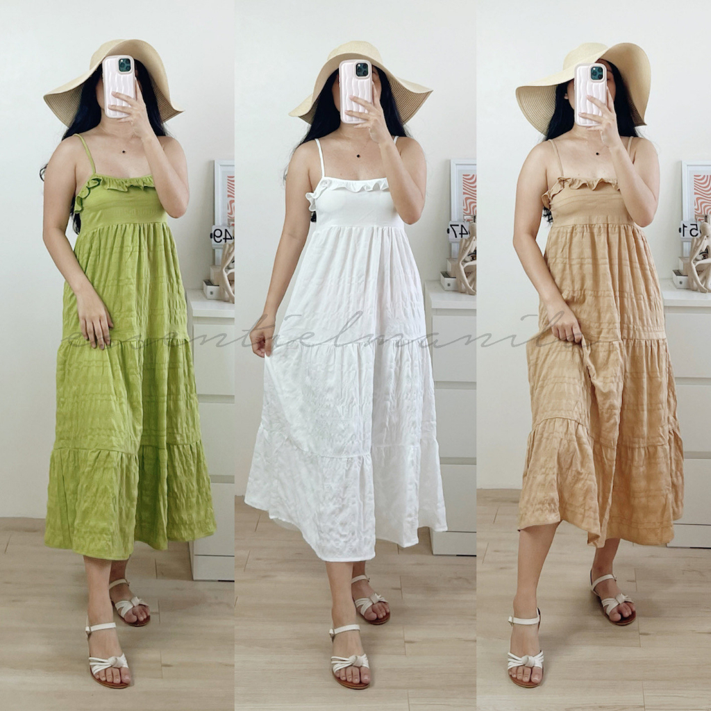 ESSENTIELMANILA String Ruffles Maxi Dress EM105 | Shopee Philippines