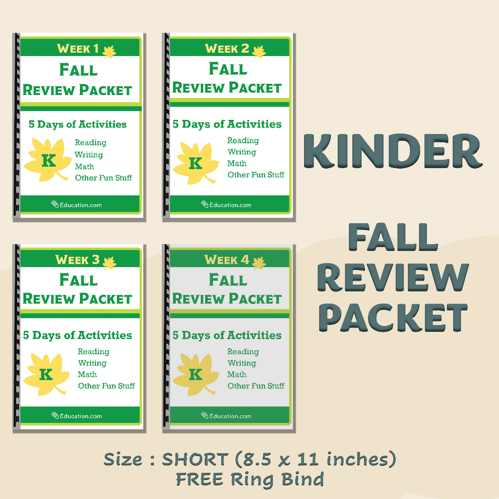 KINDER Fall Review Packet (Worksheets / Workbooks) | Shopee Philippines
