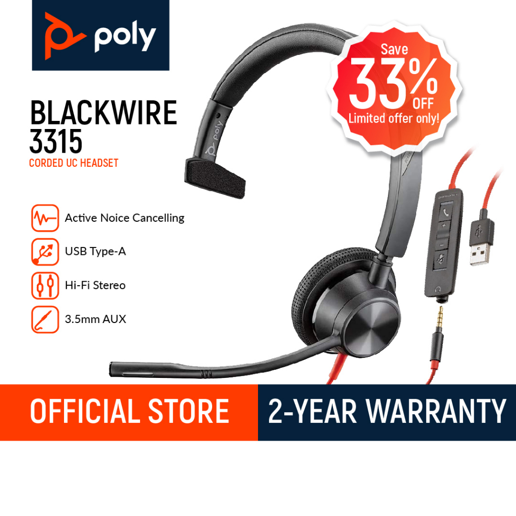 Auriculares USB-C Poly Blackwire 3315