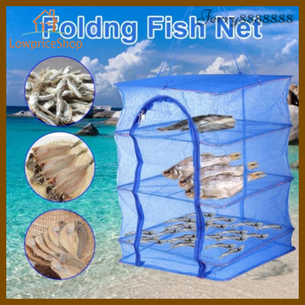 jerry88888 Foldable 4 Layers Drying Net Fish Net Drying Rack Hanging