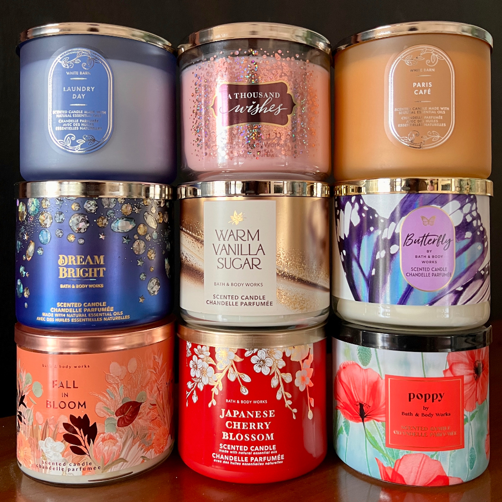 Bath and Body Works 3 Wick Candle EUCALYPTUS SPEARMINT PARIS CAFE