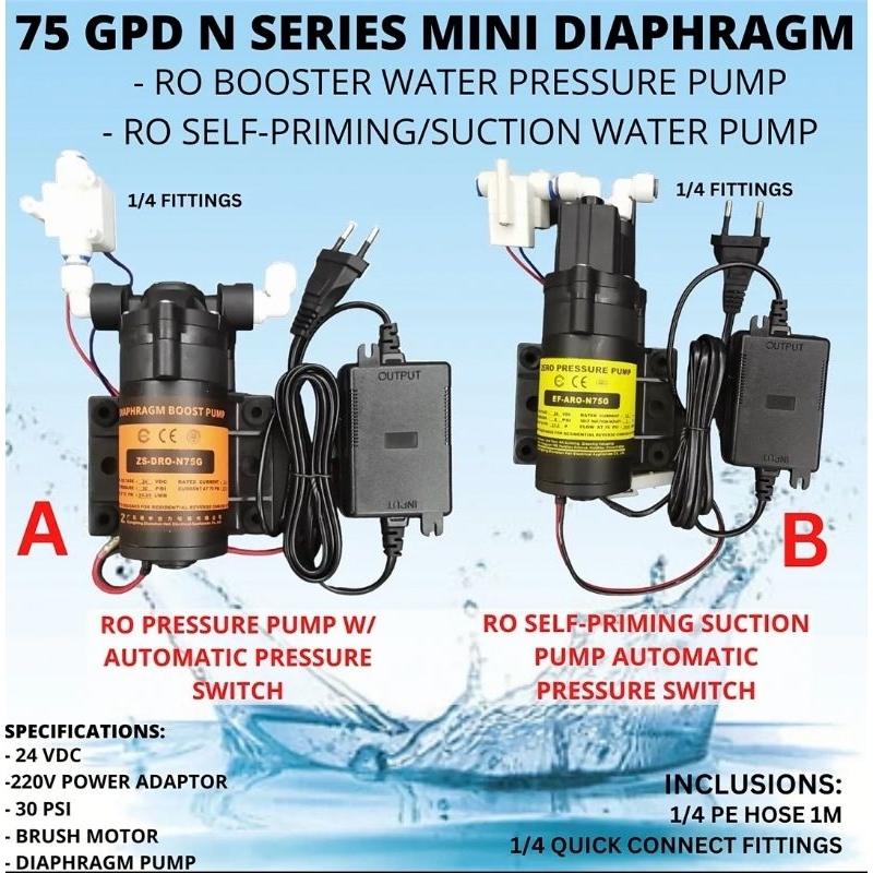 ro booster presure pump/ suction pump mini n series 75gpd for water purifiers Shopee Philippines