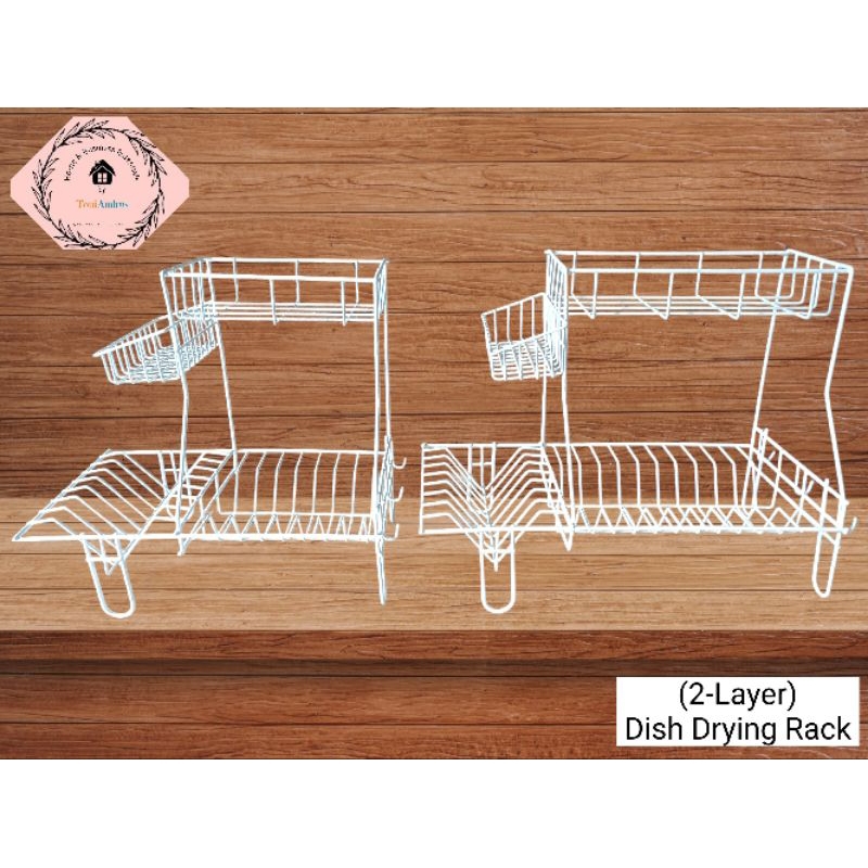 (2-Layer) Fixed Dish Drying Rack Plate Holders Kitchen Organizer (code ...