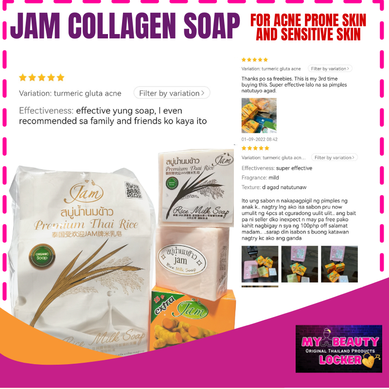 Jam Rice Gluta Collagen Soap/Turmeric Gluta Collagen Soap acne prone