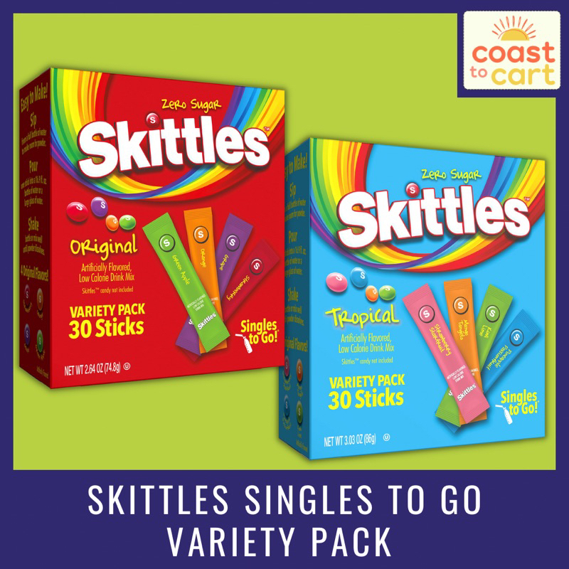 Skittles Singles To Go Original Tropical Flavors Variety Pack