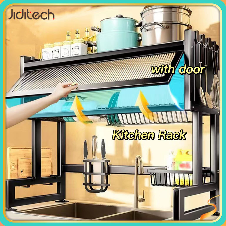 Jiditech Dish Rack Stainless Steel Dish Rack With Cover Sink