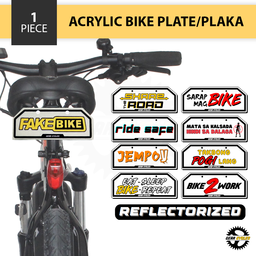Gear Cycles Bike Plate Acrylic Reflectorized Waterproof Mountain Road