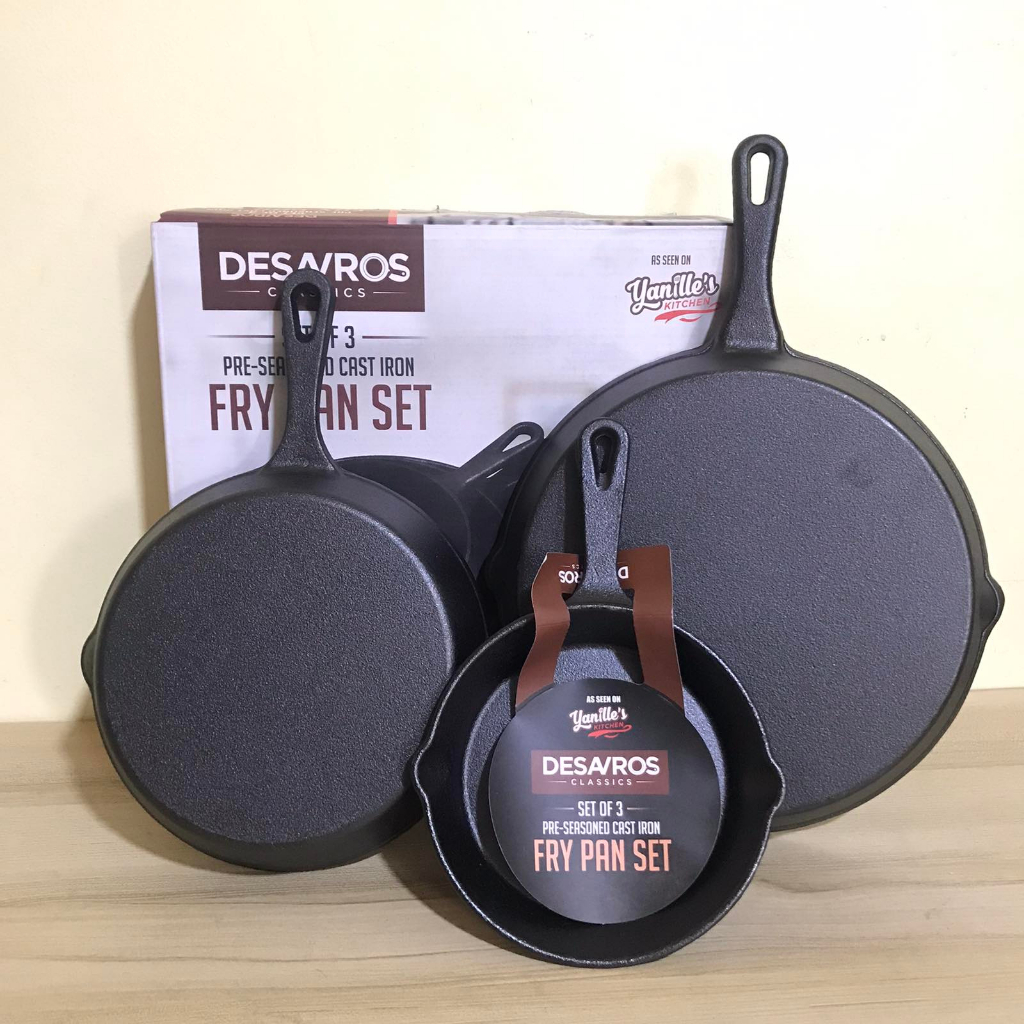 Desavros Pre Seasoned Cast Iron Pan (Set of 3) Shopee Philippines