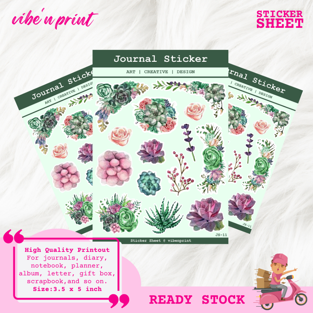 VNP Sticker Sheet -GREEN FLORAL Journal Sticker | Planner Sticker ...