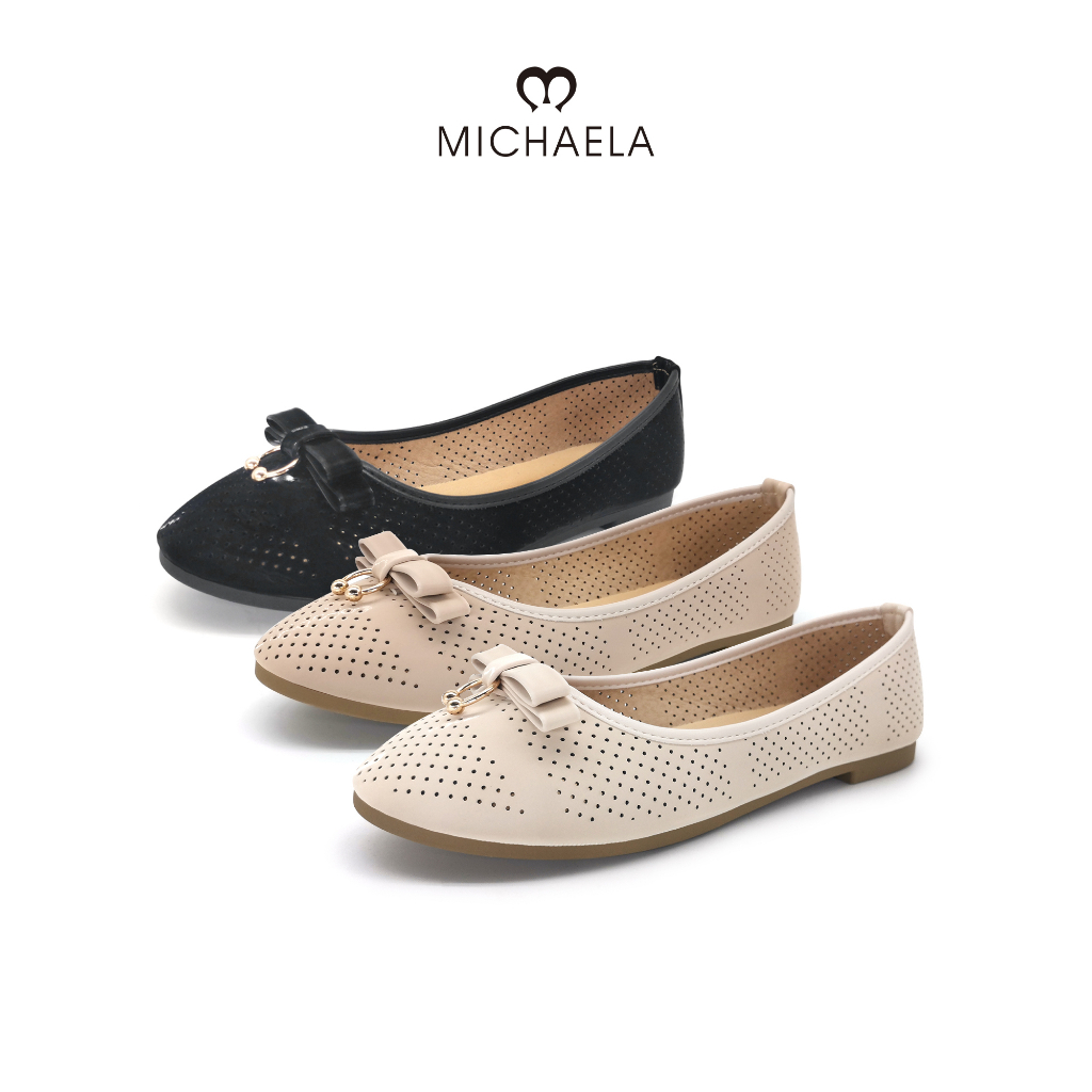 MICHAELA Flat Shoes for Women with Bow Air Holes Korean style Loafer