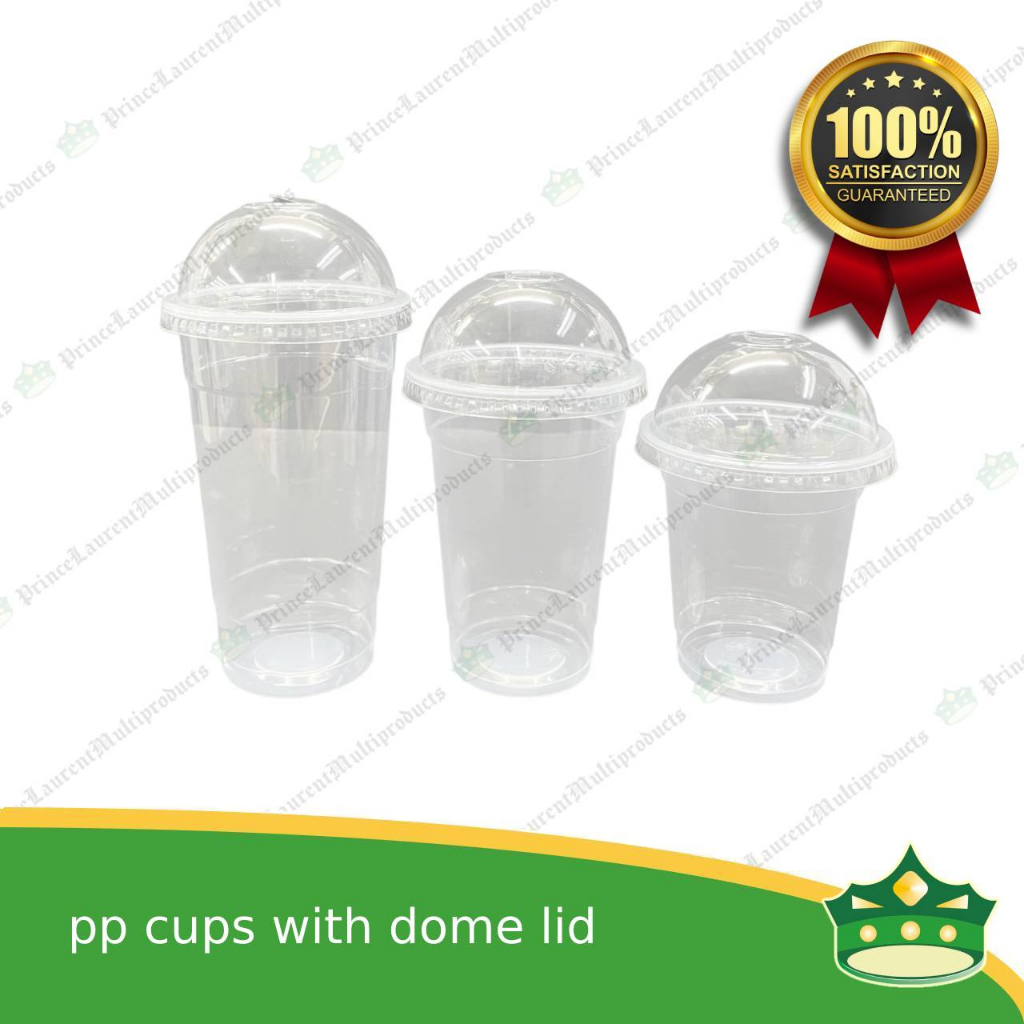[100 pcs] pp cups with dome lid, milktea iced coffee fruit shake cold