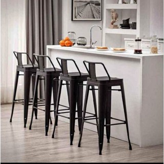 Black Backrest Bar Stool 80 Cm High Handmande With Scandinavian