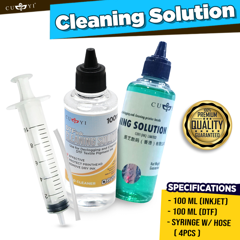 CUYI Cleaning Solution for Inkjet and for Dtf 100ml & Syringe with Hose