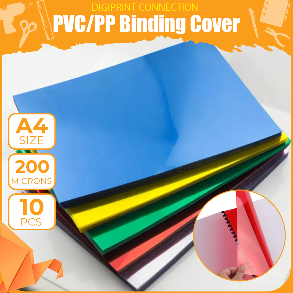 10pcs PVC/PP Binding Cover 200 microns A4 Legal Colored Transparent