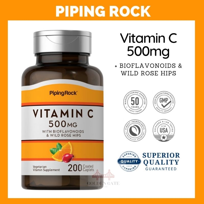 Piping Rock Vitamin C (Ascorbic acid) 500mg w/ bioflavonoids & rose