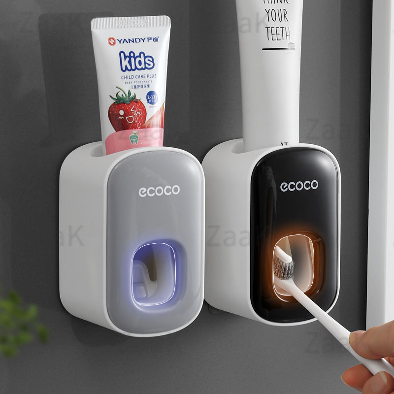 Ecoco Wall Mounted Toothpaste Extruder Toothbrush Holder Automatic