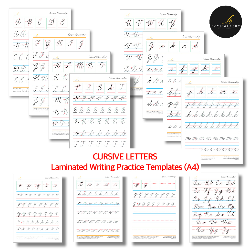 Laminated Cursive Writing Traceable Reusable Practice Template 