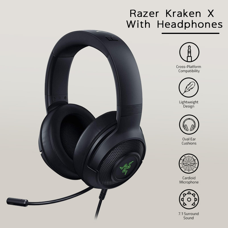 Audífonos Gamer Razer Kraken Classic Black Sonido envolvente 7.1