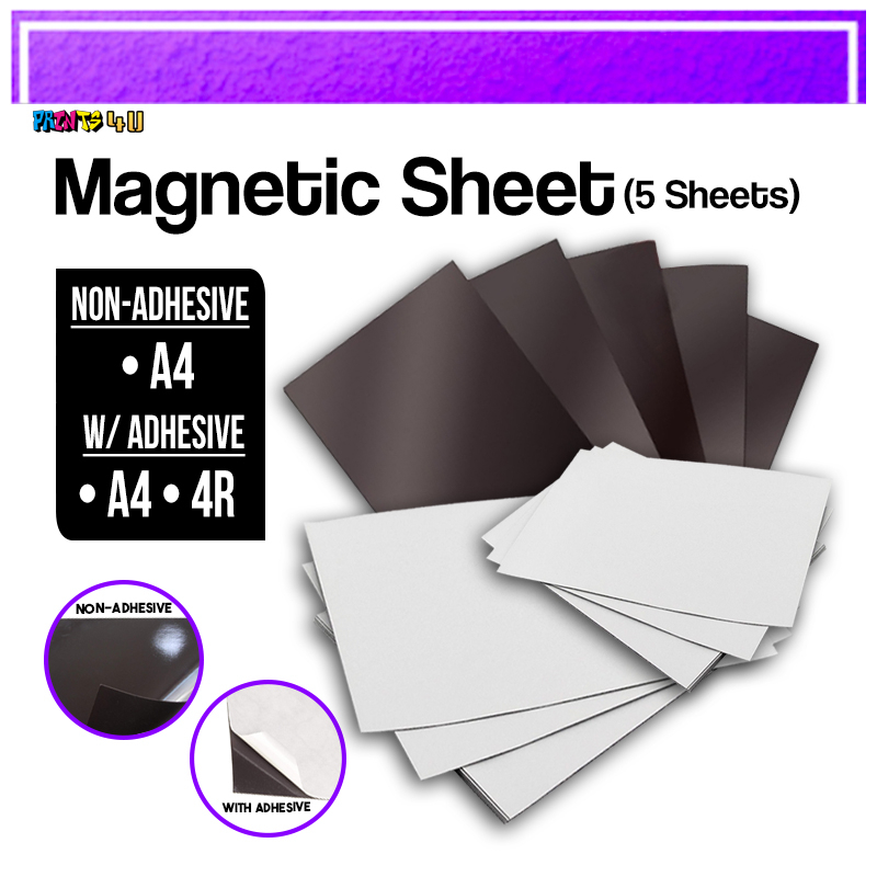 5 Sheets Magnetic Cuttable Ref Magnet A4 & 4r Size W Adhesive No Sheet ...