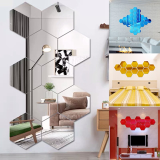 3D Hexagon Acrylic Mirror Wall Stickers DIY Art Wall Decor Stickers Home  Decor