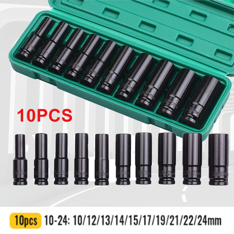 Impact Wrench Socket 10 pcs Set 1/2'' Electric Power Tool Hex Socket