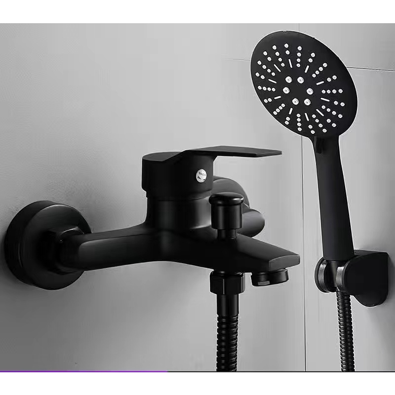 Black hot and cold water shower set stainless steel bathroom faucet