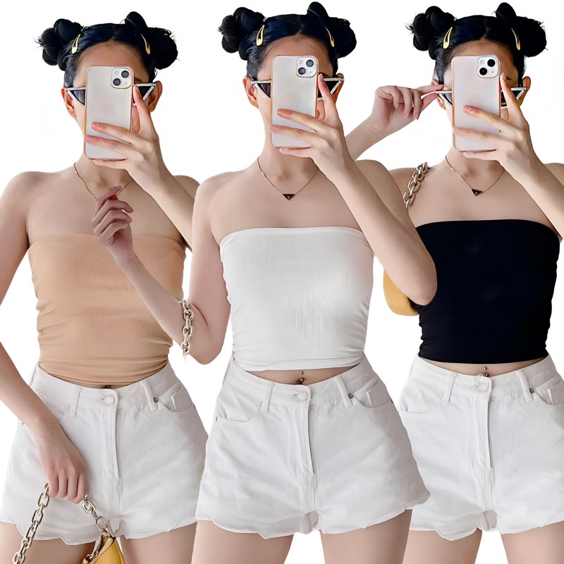 BQ HazeShop Luna Tube Knitted Top Korean Fashion Dainty Feminine Outfit Casual OOTD Shopee Philippines