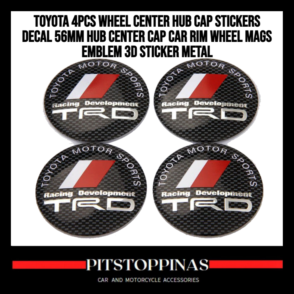 TOYOTA 4PCS Wheel Center Hub Cap Stickers Decal 56mm Hub Center Cap Car