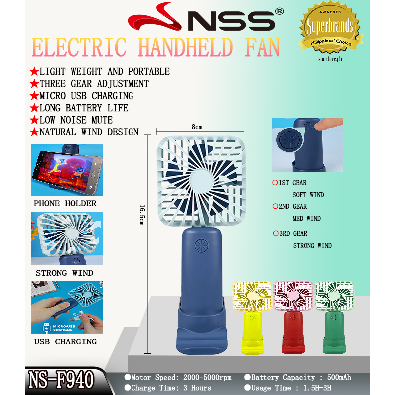NSS Portable Rechargeable Fan Mini Handy Fan Pocket Size USB Fan with ...