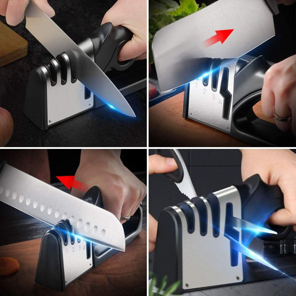 NG 4In1 Kitchen Knife Sharpener Stone Diamond Coated Fine Rod Scissors ...