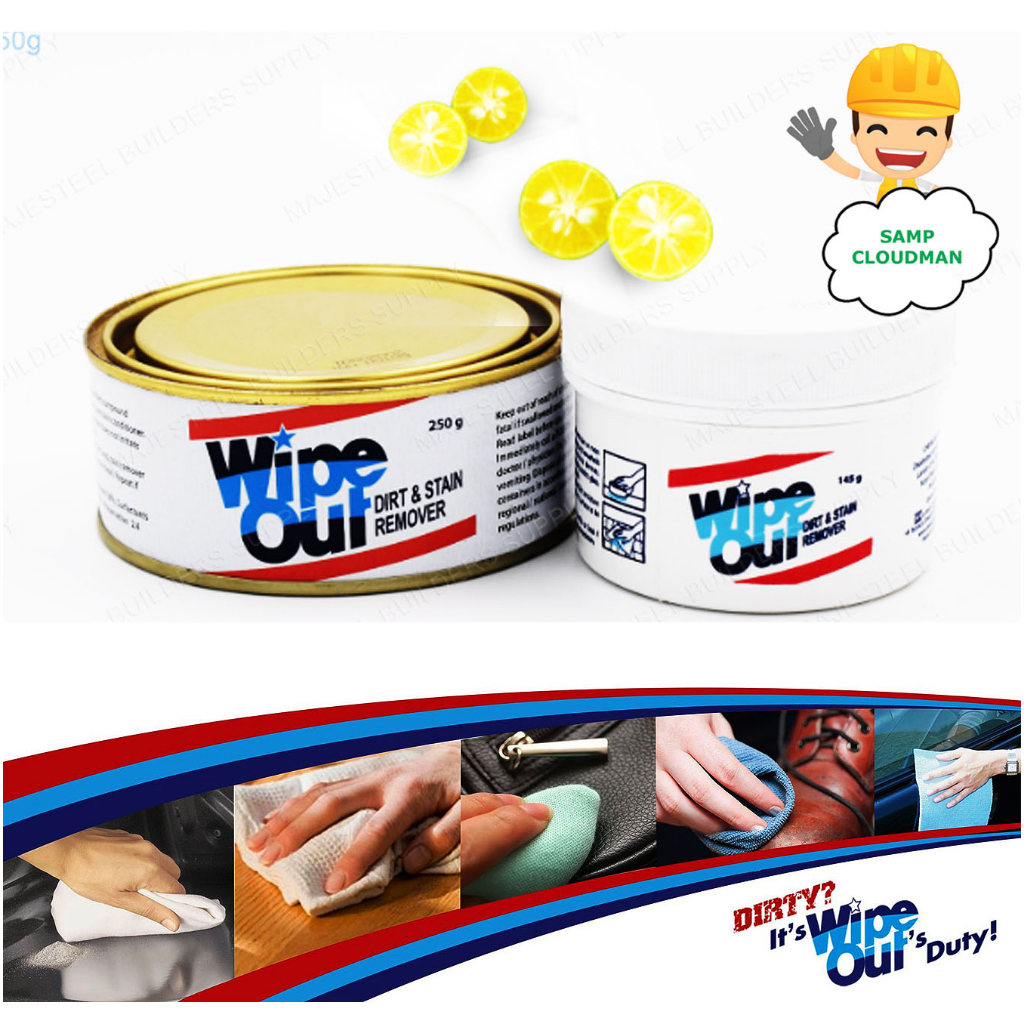 Wipe Out Dirt & Stain Remover 145g or 250g Wipeout Cleaning Cream Clean ...