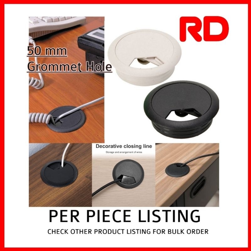 50MM Table Hole Cover Round Plastic Cable Grommet for Computer Office