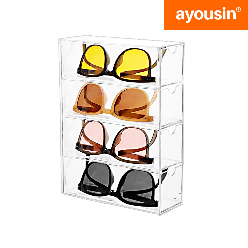AYOUSIN 4 Drawers Sunglasses Organizer Shades Organizer Make Up Brush