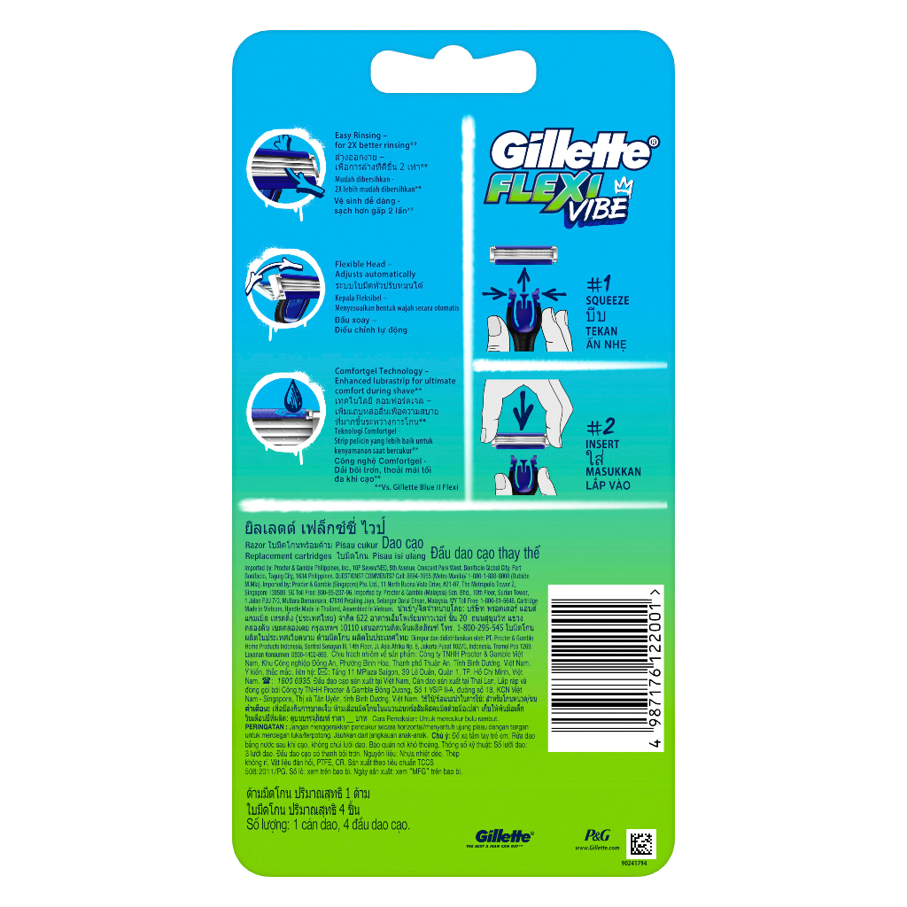 GILLETTE Flexi Vibe (1 Razor Handle + 4 Blade/Cartridge Refills ...