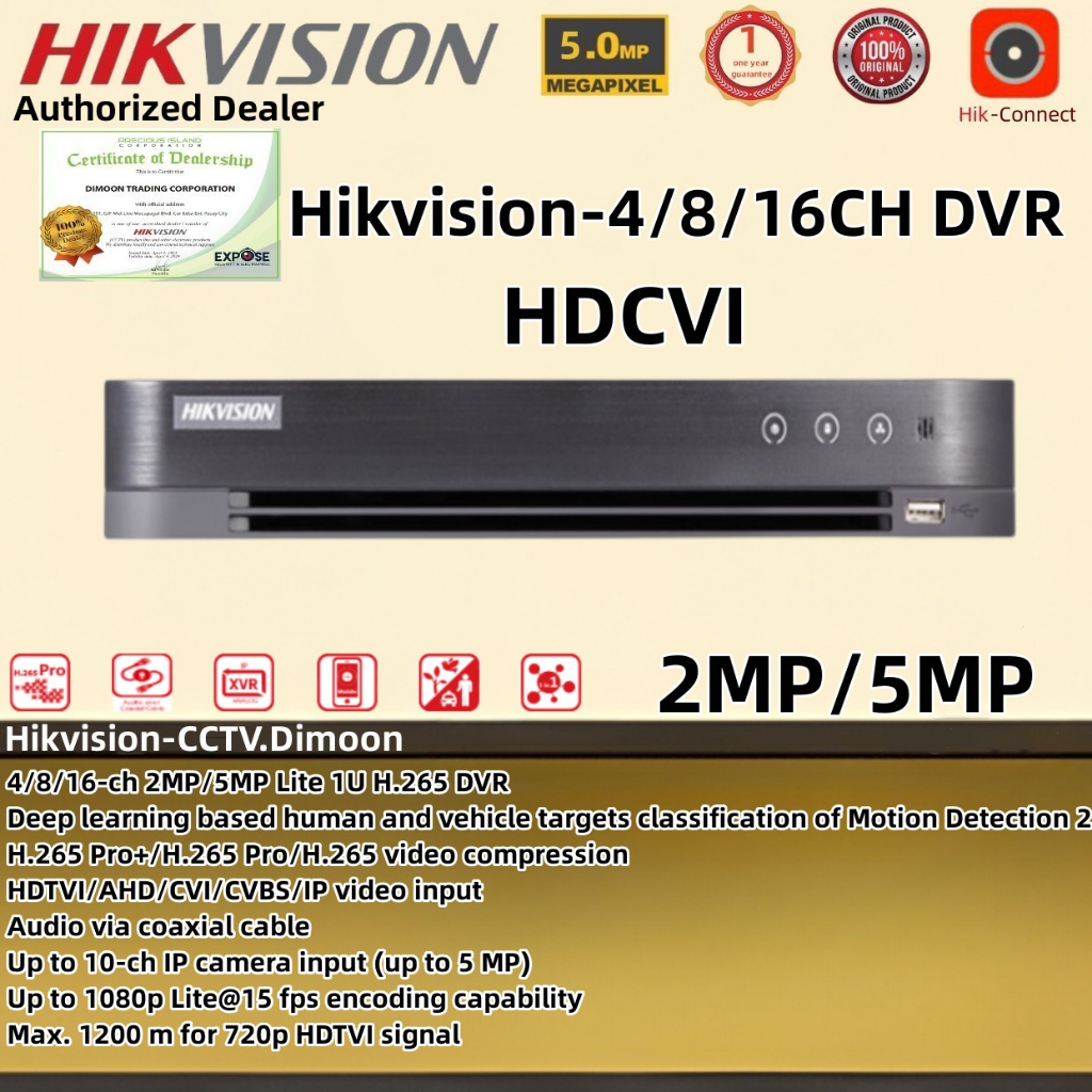 Hikvision CCTV DVR 4/8/16 CH 1080P Face Detection H.265 Motion Detect