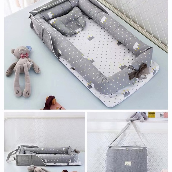 Newborn Baby Portable Bed Crib Set 4 In 1 Steps Cotton Crib